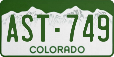 CO license plate AST749