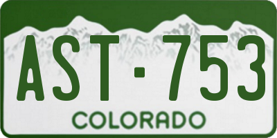 CO license plate AST753