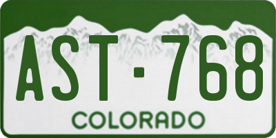 CO license plate AST768