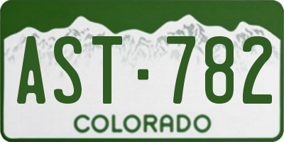 CO license plate AST782