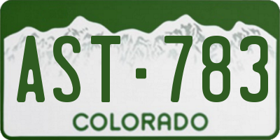 CO license plate AST783