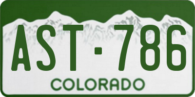 CO license plate AST786