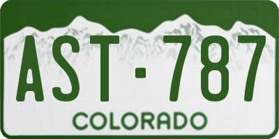 CO license plate AST787
