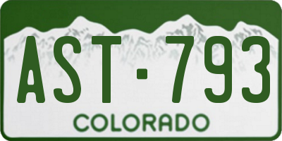 CO license plate AST793