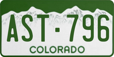 CO license plate AST796