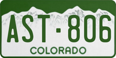 CO license plate AST806