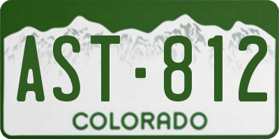 CO license plate AST812