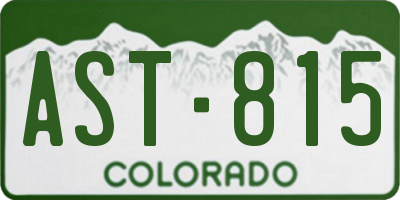 CO license plate AST815