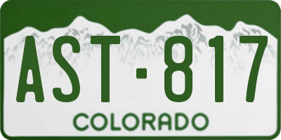 CO license plate AST817