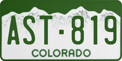CO license plate AST819