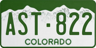 CO license plate AST822