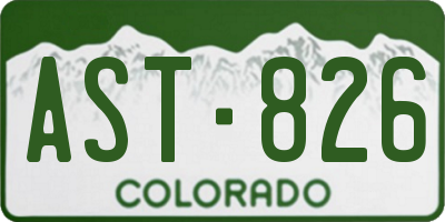 CO license plate AST826