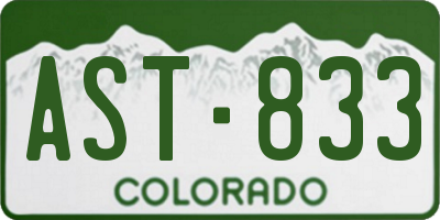 CO license plate AST833
