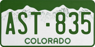 CO license plate AST835