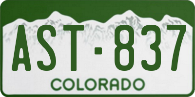 CO license plate AST837