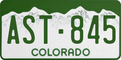 CO license plate AST845