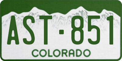 CO license plate AST851
