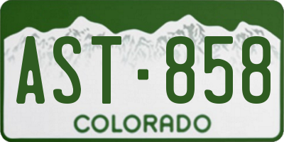 CO license plate AST858