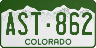CO license plate AST862