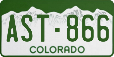 CO license plate AST866