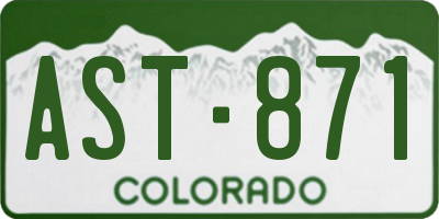 CO license plate AST871