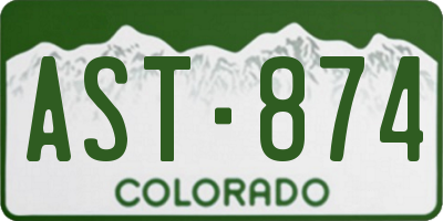 CO license plate AST874