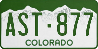 CO license plate AST877