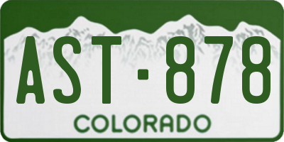 CO license plate AST878