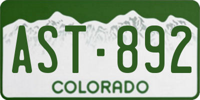 CO license plate AST892