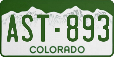 CO license plate AST893