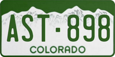 CO license plate AST898