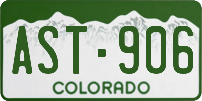 CO license plate AST906