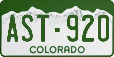 CO license plate AST920
