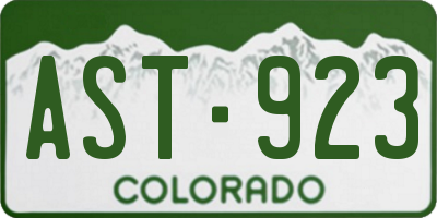 CO license plate AST923