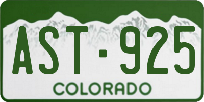 CO license plate AST925