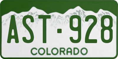CO license plate AST928