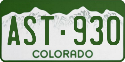 CO license plate AST930