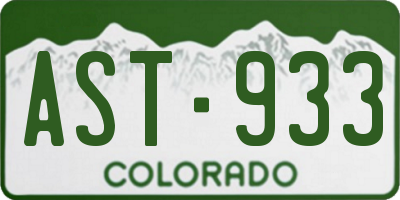 CO license plate AST933