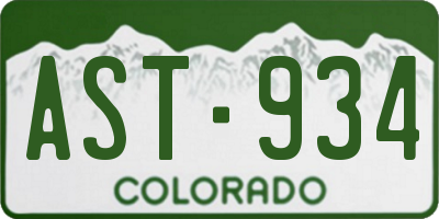 CO license plate AST934