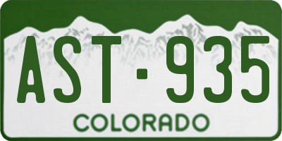 CO license plate AST935