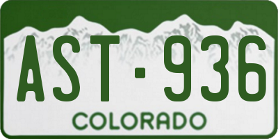 CO license plate AST936