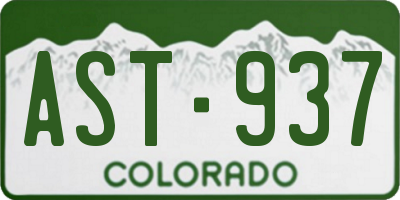 CO license plate AST937
