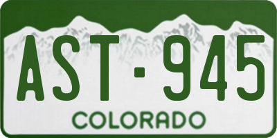 CO license plate AST945