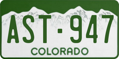 CO license plate AST947