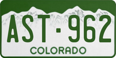 CO license plate AST962