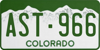 CO license plate AST966