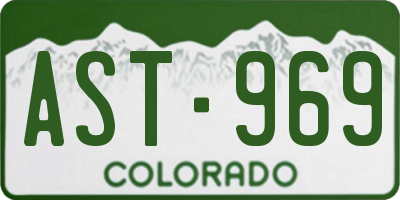 CO license plate AST969