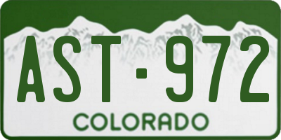 CO license plate AST972