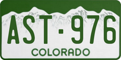 CO license plate AST976