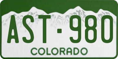 CO license plate AST980